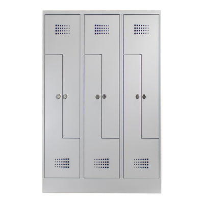 STIER Z-Garderobenspind Premium mit Sockel 6 Abteile Drehriegel lichtgrau