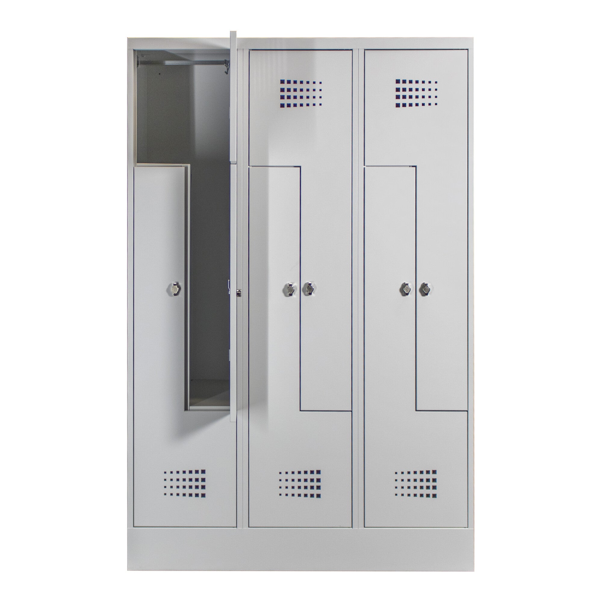 STIER Z-Garderobenspind Premium mit Sockel 6 Abteile Drehriegel lichtgrau