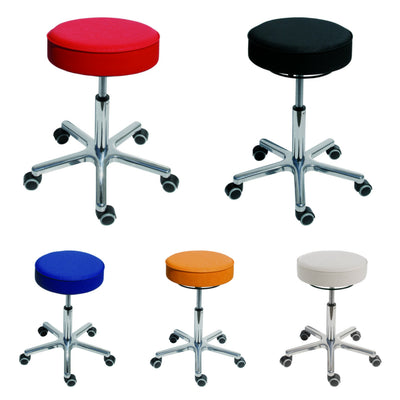 STIER swivel stool with double castors, height adjustable, seat height 540 to 720 mm, various colours