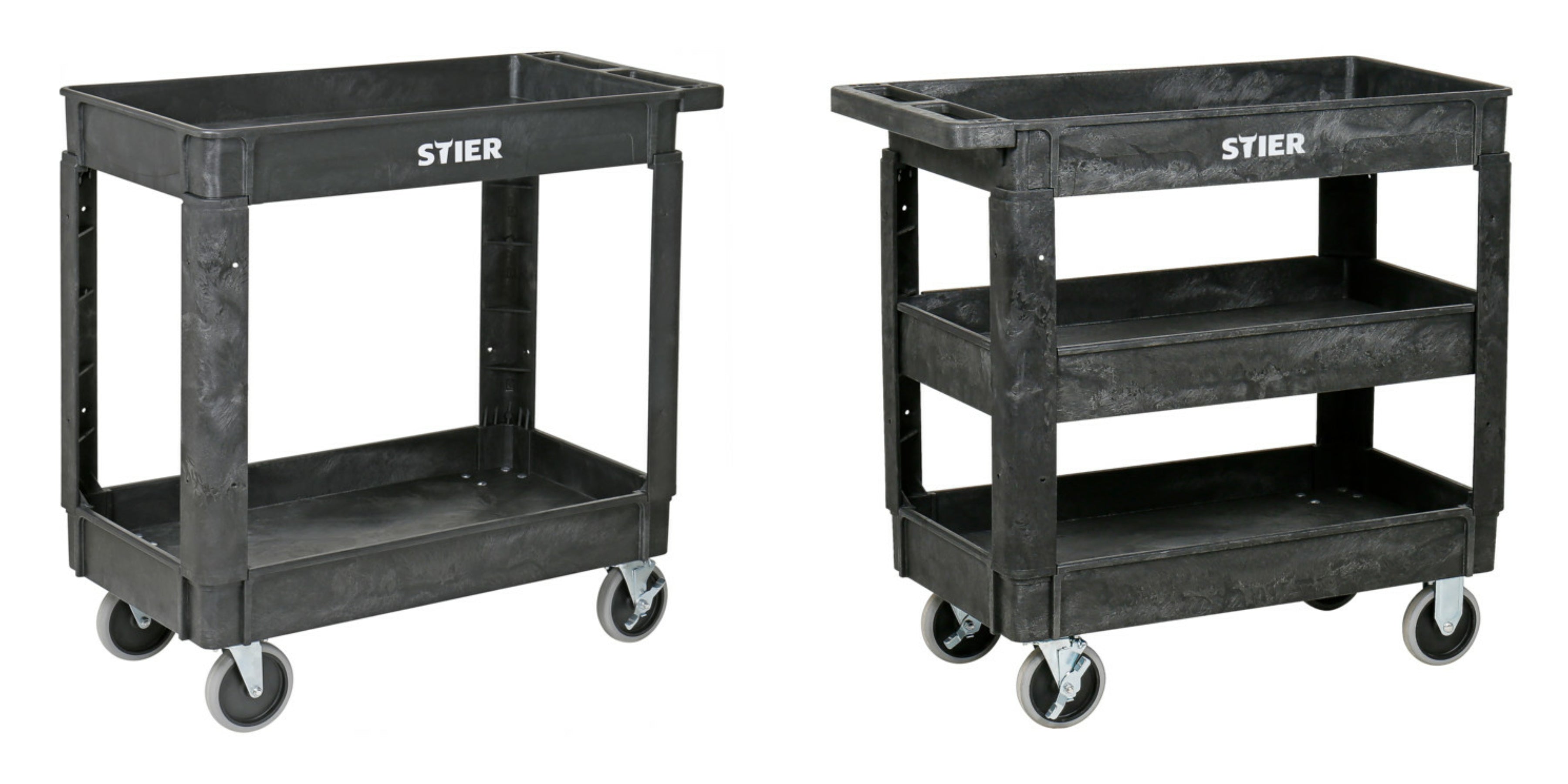 STIER plastic multi-purpose trolley with 2 or 3 levels, multi-purpose trolley up to 250 kg