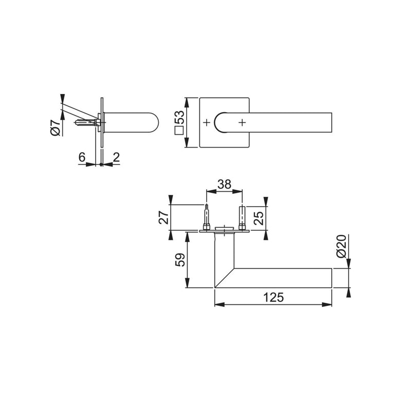 Türdrückerpaar Ams.E1400Z/848N VA F69 m.Drückerrosetten VK 8mm HOPPE