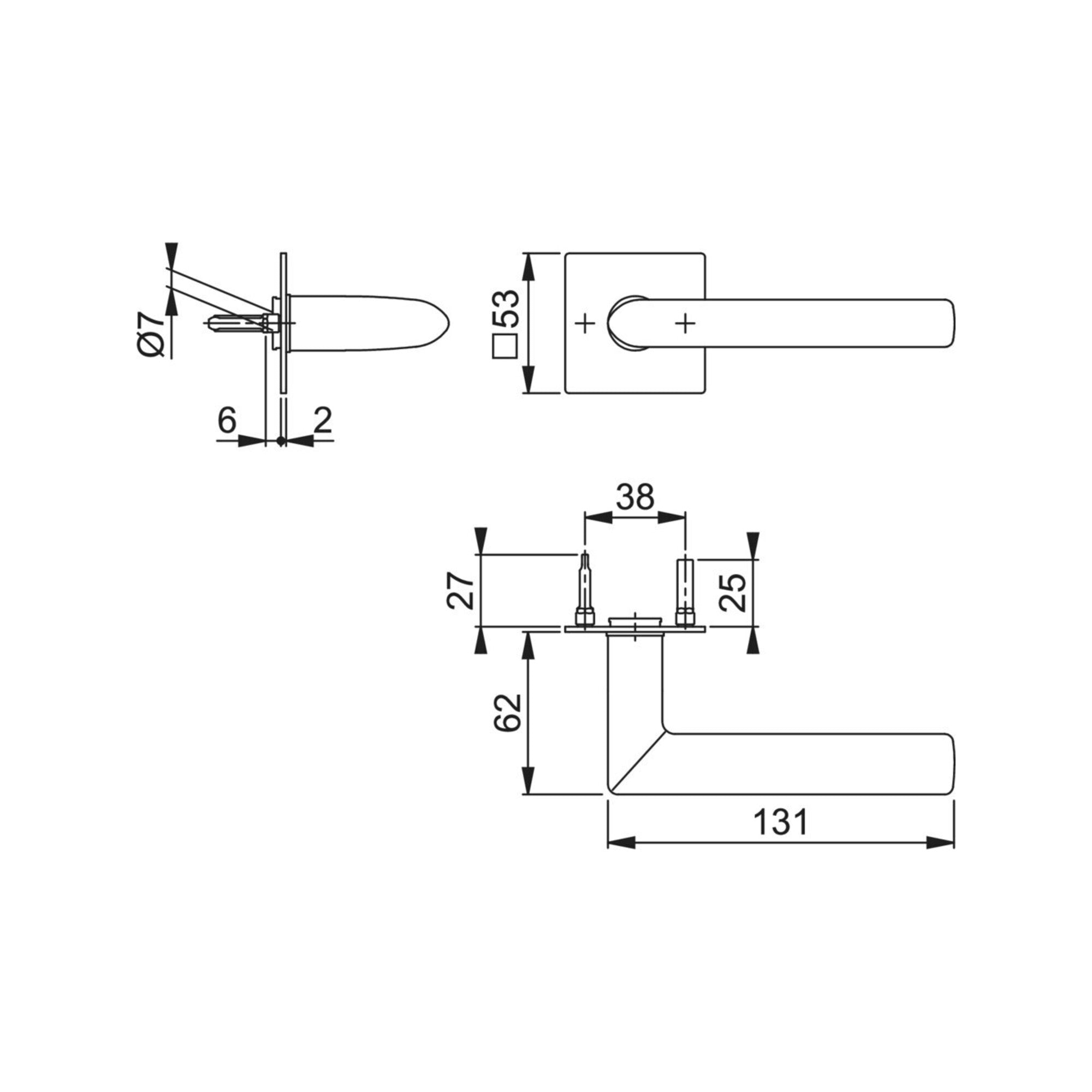 Türdrückerpaar Stock.E1140Z/848N VA F69 m.Drückerrosetten VK 8mm HOPPE