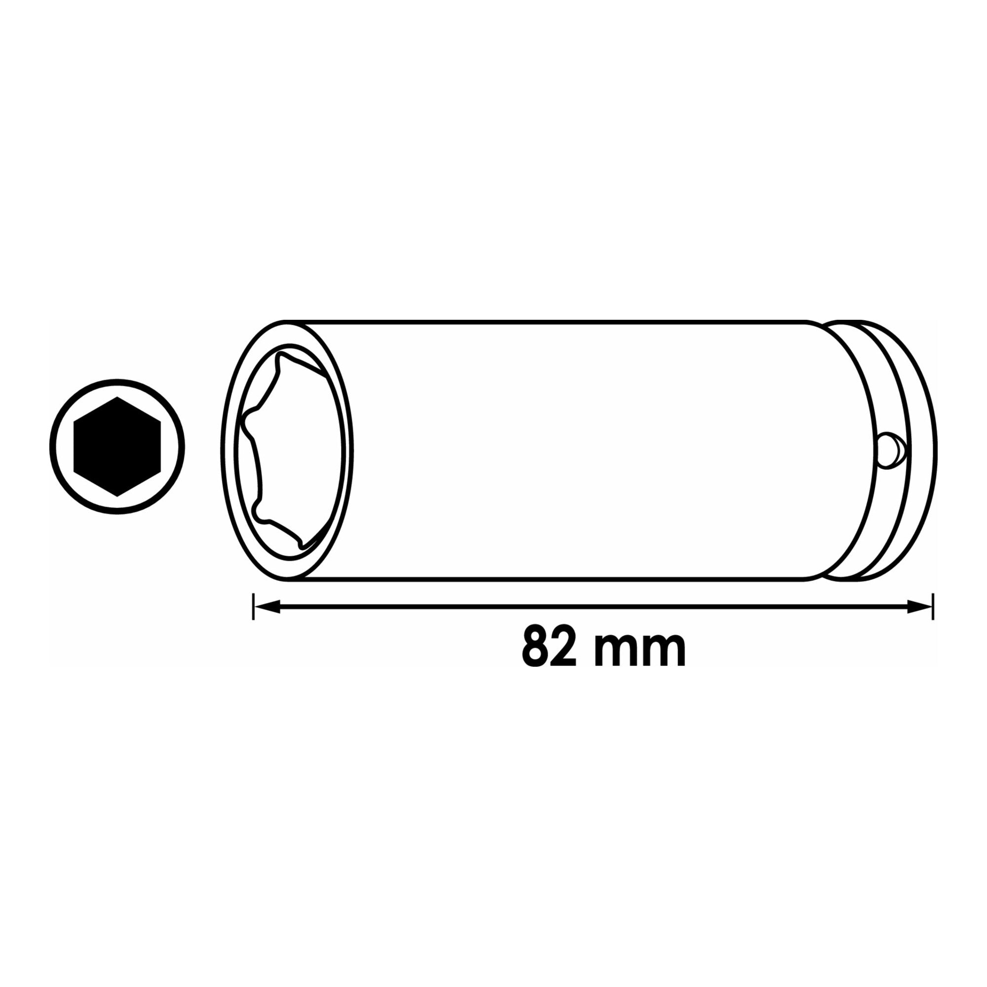 VIGOR Kraft Steckschlüssel Einsatz V5550L-12 Vierkant hohl 12,5 mm (1/2 Zoll)