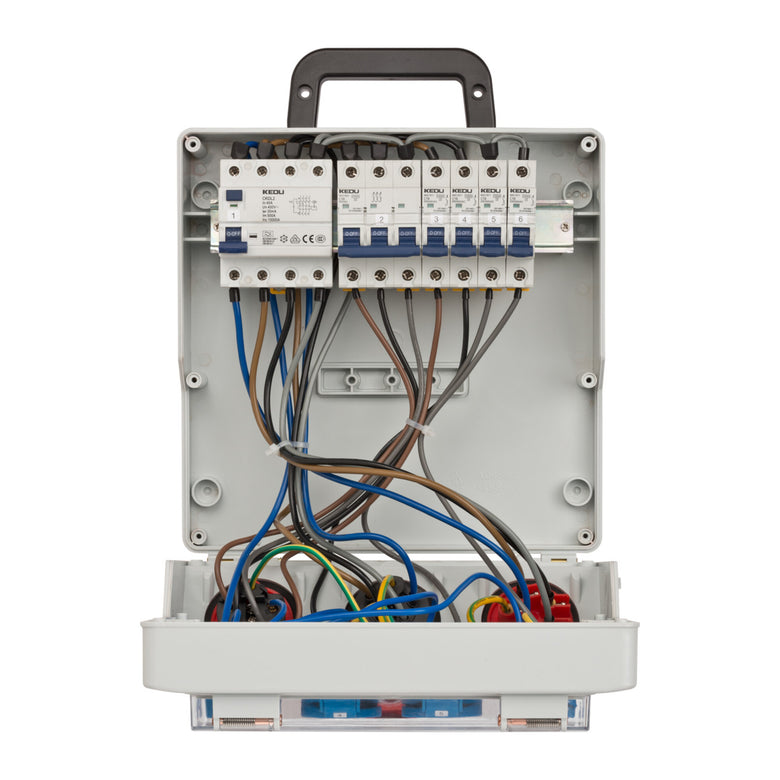 Wandverteiler 4/32 IP44 4x LS 230V/16 A, 1xLS 400V/16 A, 1xFI 40 A 4-polig 30mA