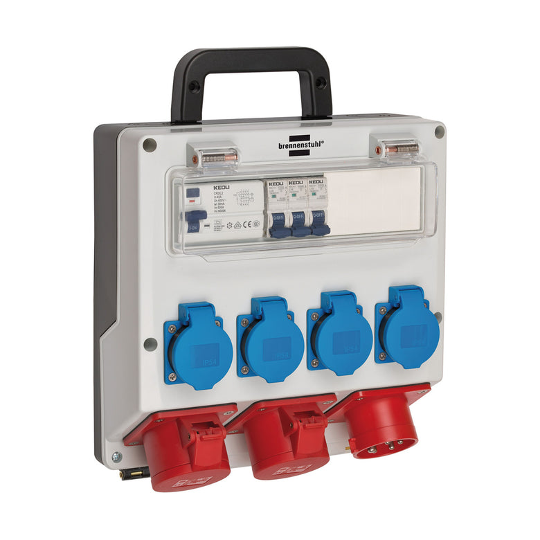 Wandverteiler 400V/16A IP44 3x LS 230V/16 A, 1xFI 40 A 4-polig 30mA
