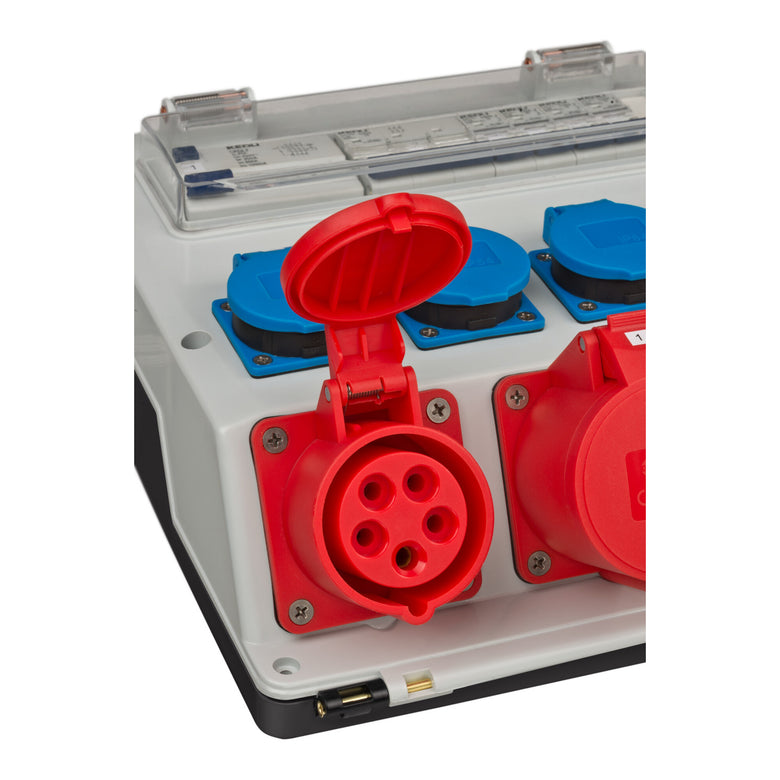 Wandverteiler 400V/16A IP44 3x LS 230V/16 A, 1xFI 40 A 4-polig 30mA